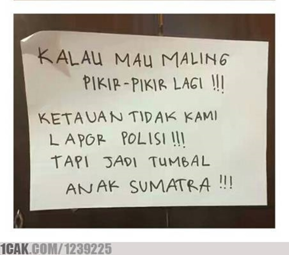 Tulisan peringatan nyeleneh ini bikin gak berkutik kaku seperti kanebo kering